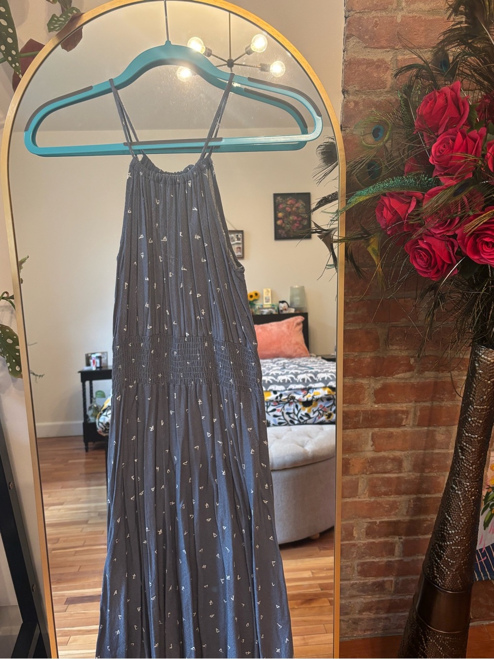 Grey Maxi Dress with Tiny Print